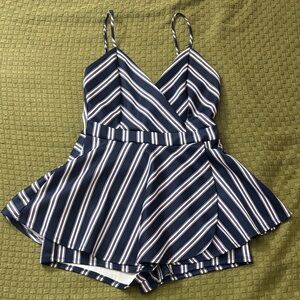 a'gaci Navy and White Striped Mini Dress